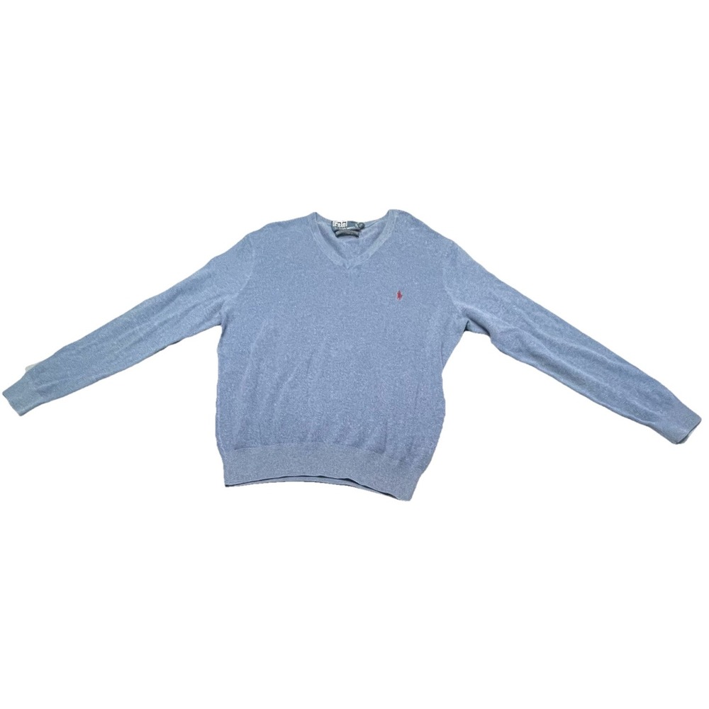 Vintage Polo Ralph Lauren Sweater Mens Sz XL Blue v-neck Knit‎ Cashmere Blend